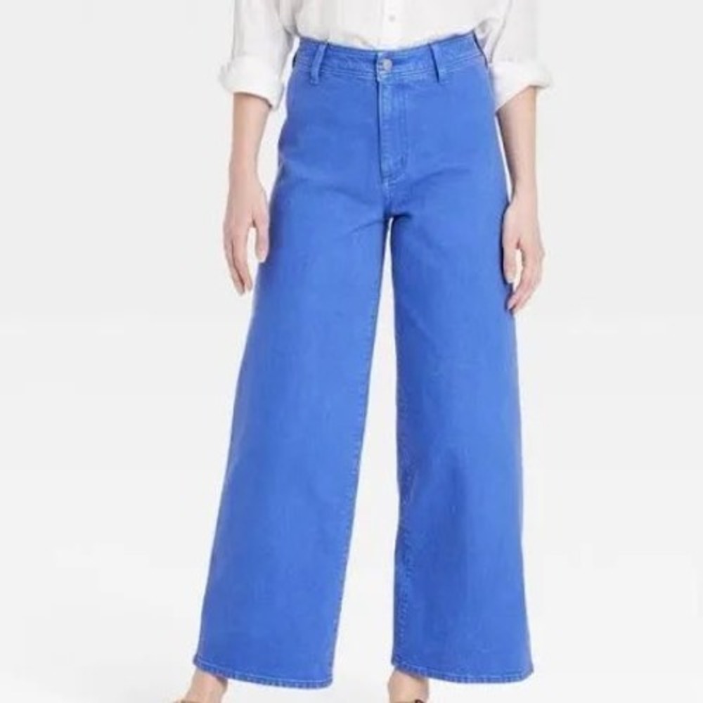 Universal Thread Sailor Wide Leg Pants Blue High Rise Trousers Womens 12